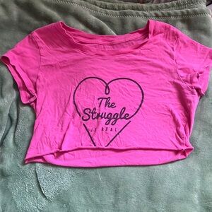 Crop top (i cropped it) ‘the struggle is real’.